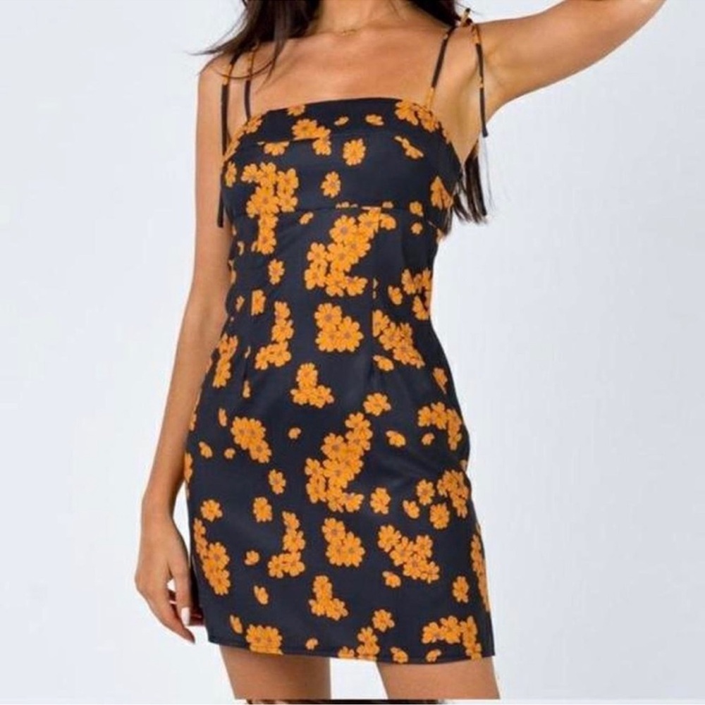 Princess Polly Black and Orange Floral Mini Dress